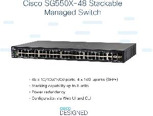 Cisco Business SG550X-48 - Conmutador administrado apilable con 48 puertos Gigabit Ethernet (GbE), 2 x 10G Combo, 2 x SFP+, Enrutamiento dinámico L3, protección limitada de por vida, color negro