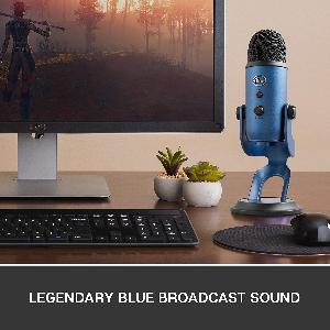 "Blue Yeti USB Mic for Recording and Streaming on PC and Mac, Blue VO!CE effects, 4 Pickup Patterns, Headphone Output and Volume Control, Mic Gain Control, Adjustable Stand, Plug&Play – Midnight Blue"